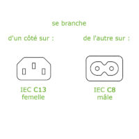 Adaptateur 2 pôles C7 pour cordon blindé pour matériel informatique