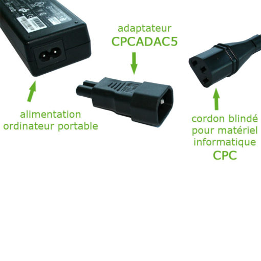 Adaptateur 2 pôles C7 pour cordon blindé pour matériel informatique