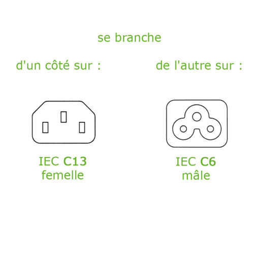 Adaptateur 3 pôles C5 pour cordon blindé pour matériel informatique