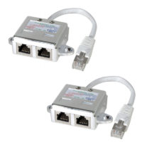 Lot de 2 éclateurs de port RJ45 Blindé Ethernet + Téléphone