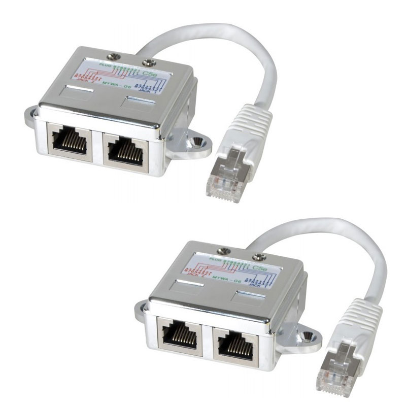 Lot de 2 éclateurs de port RJ45 Blindé Ethernet + Téléphone 