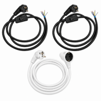 Pack chambre avec 2 cordons blindés noirs et 1 rallonge électrique blindée blanche