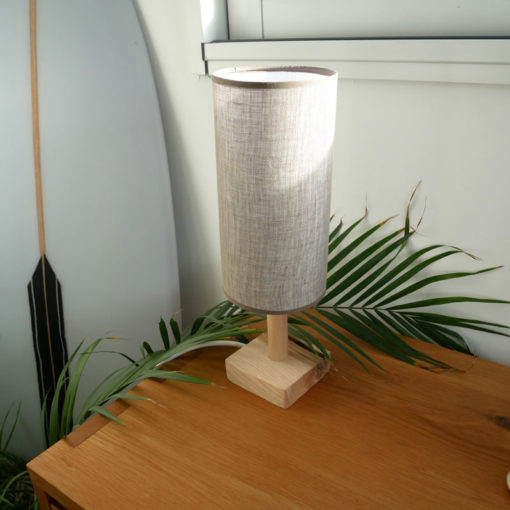 lampe à poser blindée sans champs électriques. fabrication française (bretagne), coton bio, hêtre, huile naturelle.