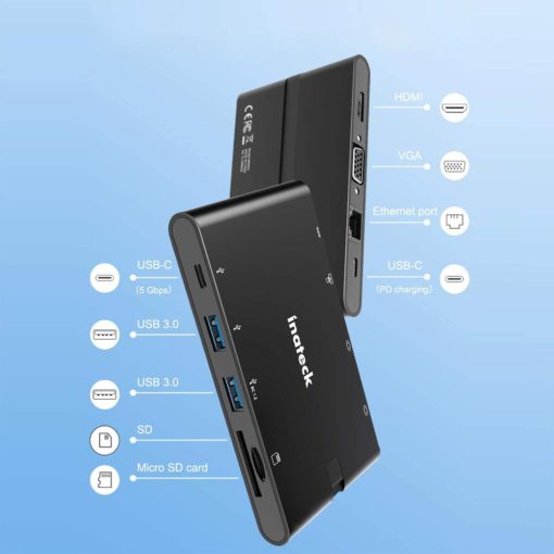 Hub USB type C multifonction 9 en 1 pour ordinateur portable (macbook, ultrabook, notebook, zenbook, chromebook,...)