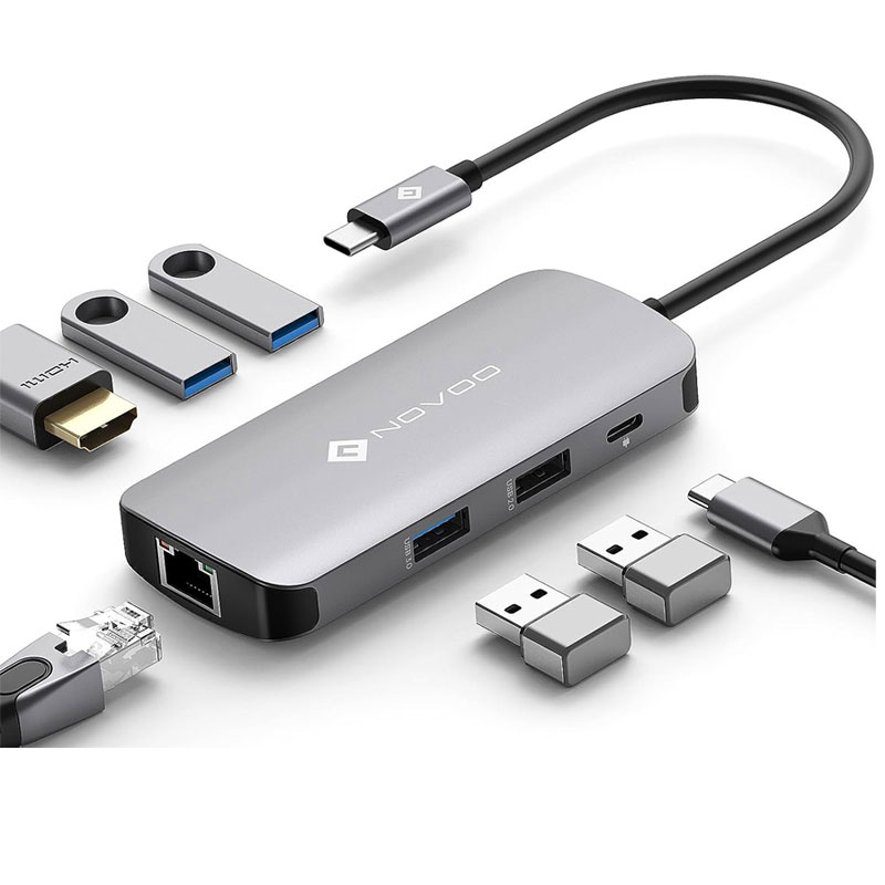 Hub multifonctions 7 en 1 (RJ45, HDMI, USB 3.0, USB 2.0, USB C