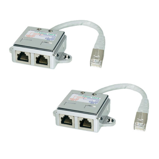 Lot de 2 éclateurs de port RJ45 Blindé Ethernet + Ethernet