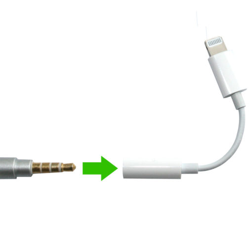 Adaptateur Lightning vers mini-jack 3,5 mm permettant d'utiliser un kit oreillette anti-ondes avec votre Iphone ou Ipad