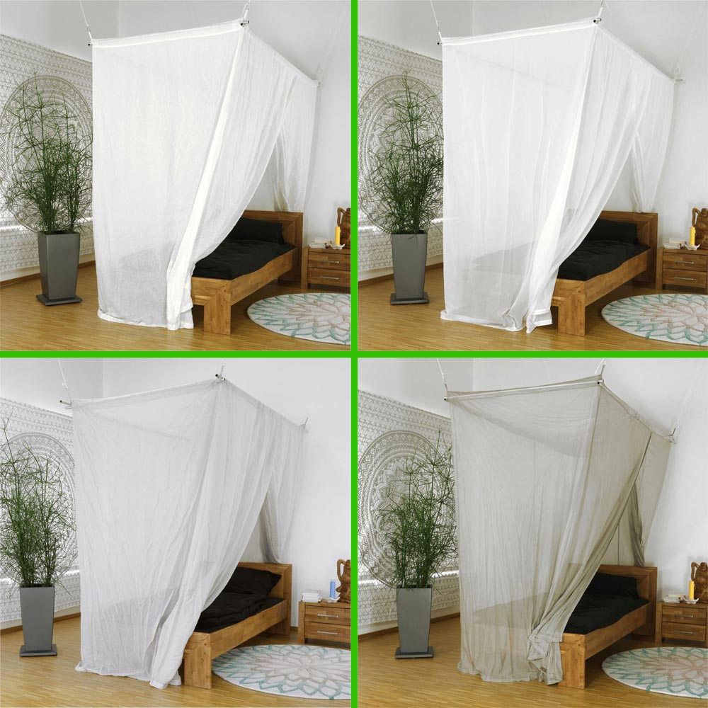 Baldaquin de forme box/cabine pour lit 1 personne en tissu anti-ondes