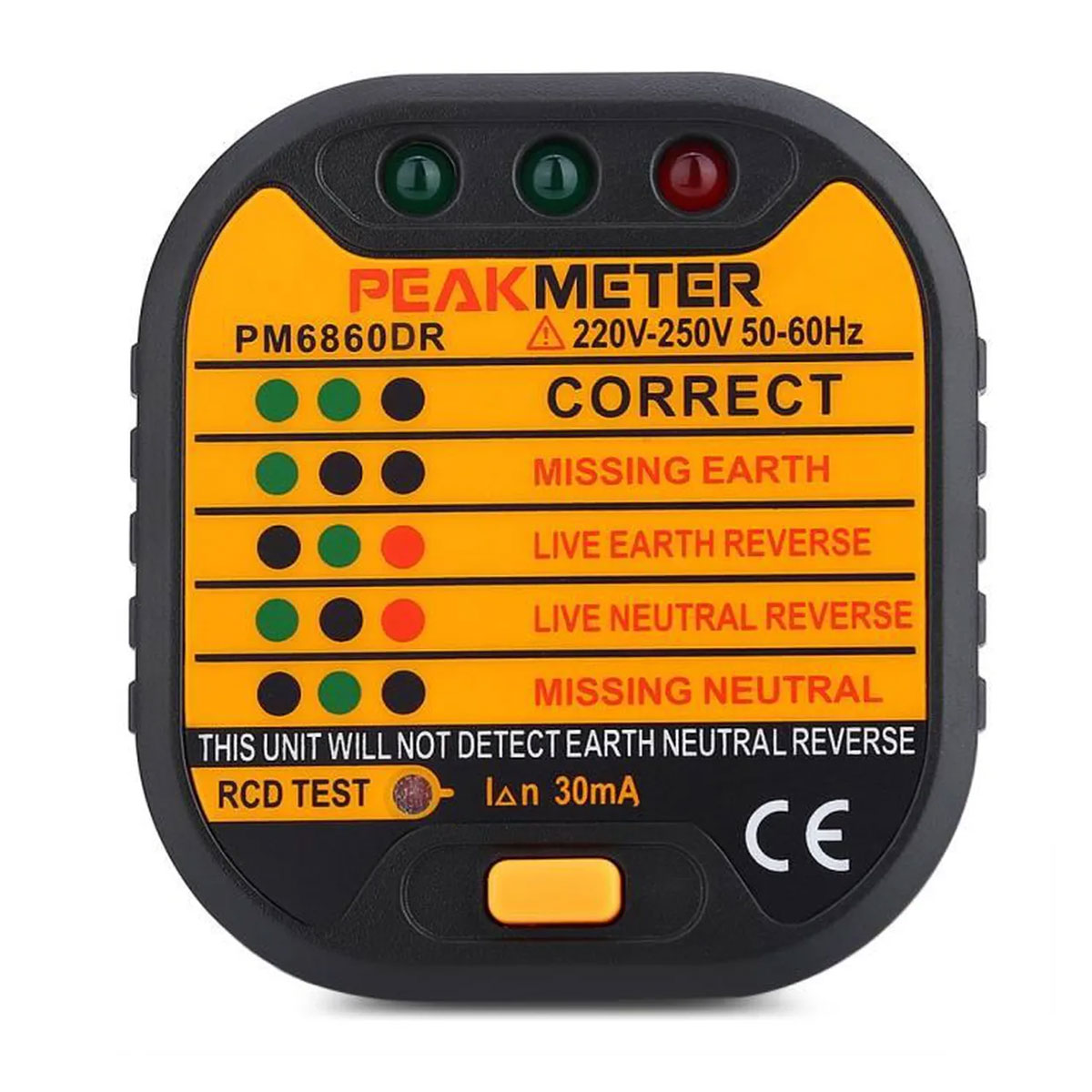 Testeur de terre et de différentiel 30 mA sur prises électriques 230 V  PM6860DR