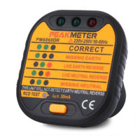 Le testeur PEAKMETER PM6860DR est un testeur de prises électriques, simple d'utilisation, vérifie que les prises de courant sont correctement câblées et que la Terre est bien présente. Il permet également de tester les protections différentielles 30 mA.