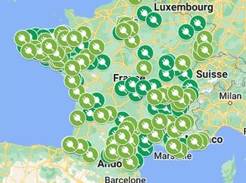 Carte de nos partenaires &eacute;lectriciens biotique, &eacute;galement appel&eacute;s bio&eacute;lectriciens, sp&eacute;cialis&eacute;e dans la r&eacute;alisation d'installations &eacute;lectriques biocompatibles.