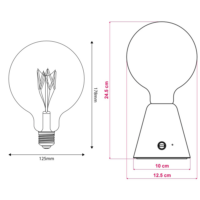 Dimensions de la Lampe sans ondes rechargeable avec USB-C en bois OUESSANT