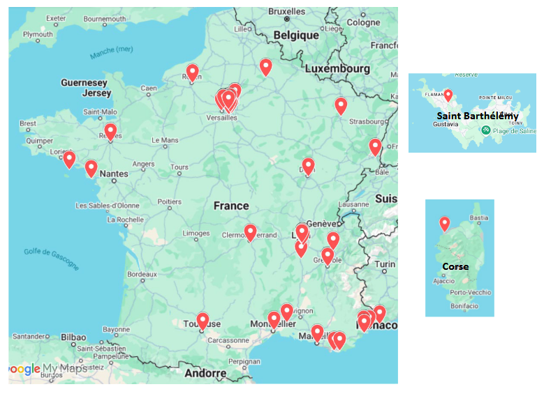 Répartition des points atypiques recensés en 2024 sur le territoire français - source ANFR